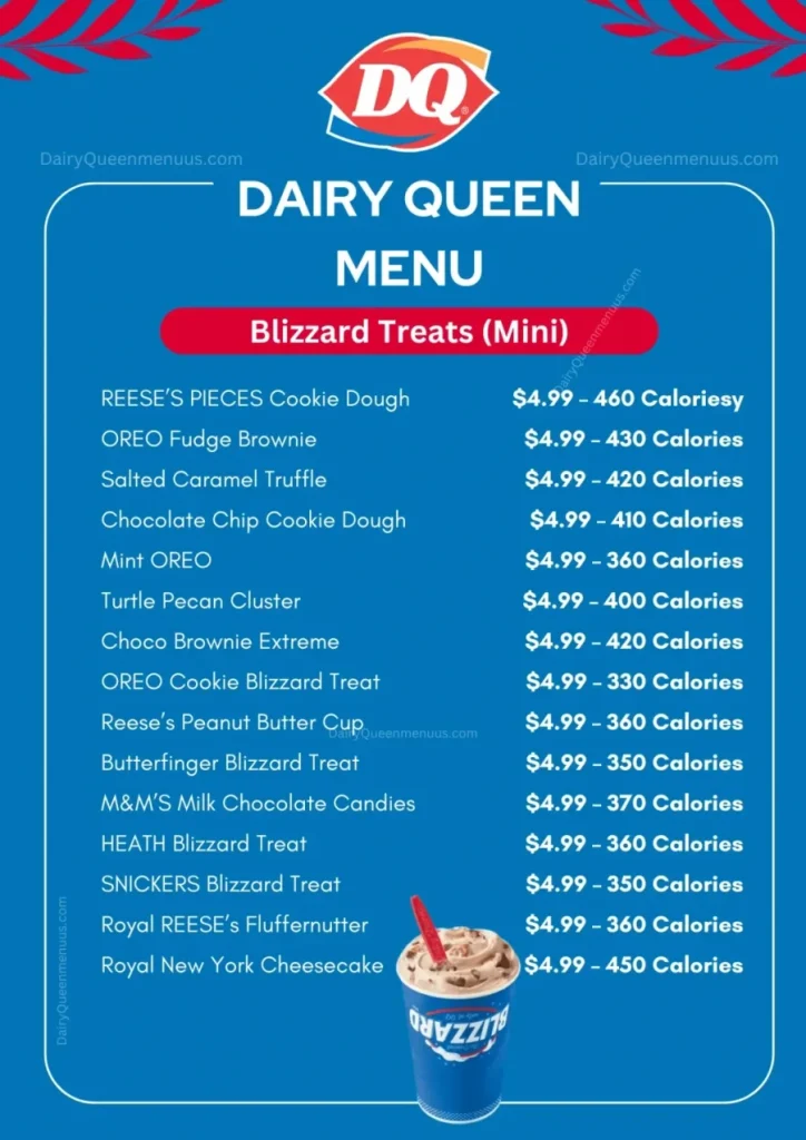 Dairy Queen Menu DQ Blizzard Treats